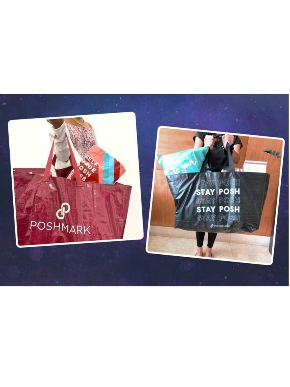 TWO Brand New Poshmark Oversized Double Handle Tote bags